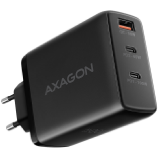 AXAGON ACU-DPQ100 GaN Wall charger, 3x port (USB + dual USB-C), PD3.0/QC4+/PPS/Apple, 100W, black AXAGON ACU-DPQ100 GaN Wall charger, 3x port (USB + dual USB-C), PD3.0/QC4+/PPS/Apple, 100W, black