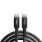 Axagon Data and charging USB 2.0 cable 1.5 m long. PD 60W, 3A. Black braided.