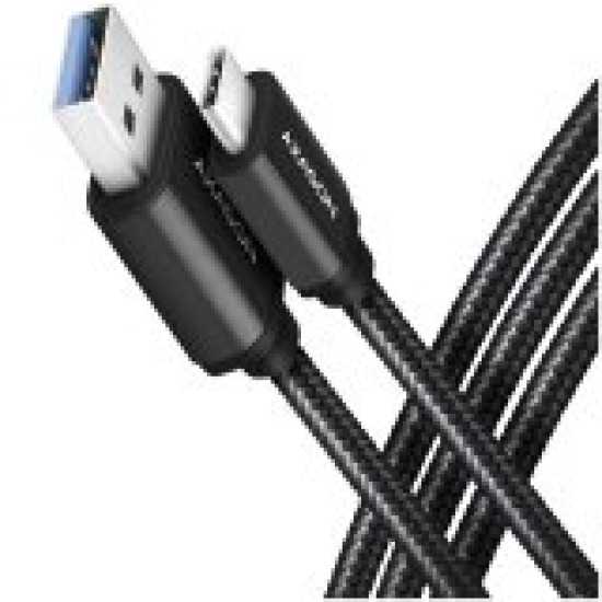 Axagon Data and charging USB 3.2 Gen 1 cable lengh 1 m. 3A. Black braided. Axagon Data and charging USB 3.2 Gen 1 cable lengh 1 m. 3A. Black braided.
