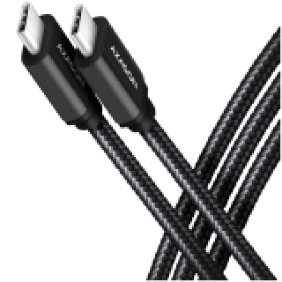 Axagon Data and charging USB 3.2 Gen 1 cable length 1 m. PD 60W, 3A. Black braided.