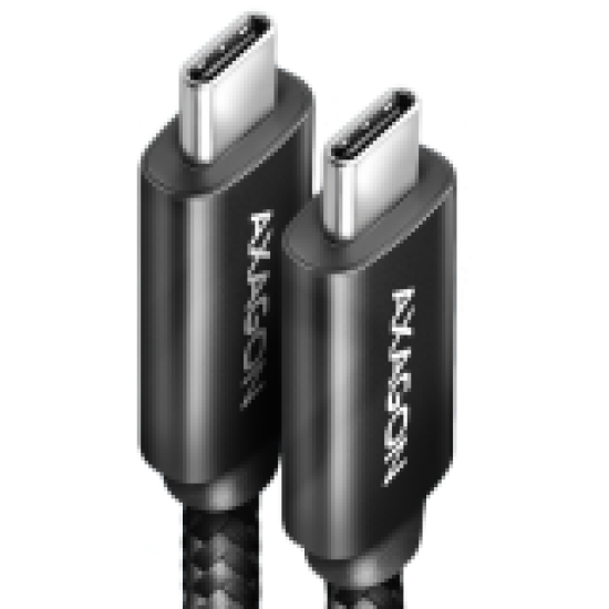 Axagon Data and charging USB4 Gen 3x2 cable length 1 m. PD 100W, 5A, 8K Full Ultra HD video. Black braided.