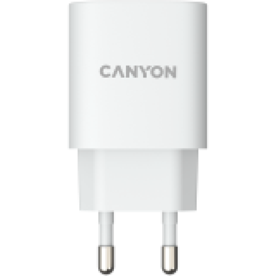 Canyon, Wall charger with 1*USB, QC3.0 18W, Input: 100V-240V, Output: DC 5V/3A,9V/2A,12V/1.5A, Eu plug, OCP/OVP/OTP/SCP, CE, RoHS ,ERP. Size: 80.17*41.23*28.68mm, 50g, White