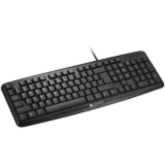 CANYON Wired Keyboard, 104 keys, USB2.0, Black, cable length 1.8m, 443*145*24mm, 0.37kg, Russia