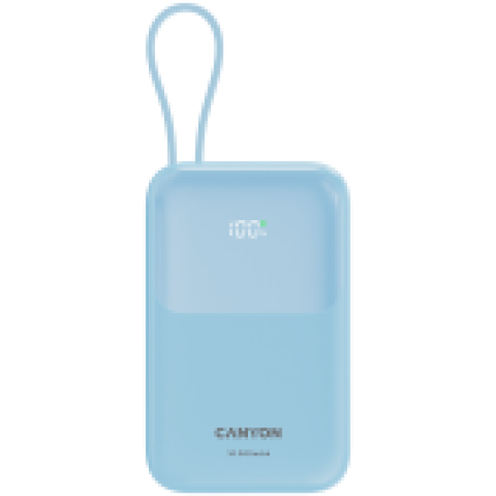 CANYON power bank OnPower 101 built-in cable 10000 mAh PD22.5W Blue CANYON power bank OnPower 101 built-in cable 10000 mAh PD22.5W Blue