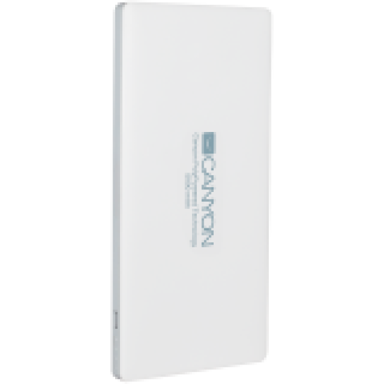 CANYON PB-51 Power bank 5000mAh Li-polymer battery,with Smart IC, Input 5V/2A, Output 5V/2A(Max), 138*69*9.2mm, 0.146kg,White
