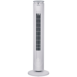 Tower fan, Built-in aromatherapy, Smart Program for Daily/Night Comfort with intelligent wind level control, Slim design, 3 Wind modes simulating natural/slumberous/normal wind, Touch panel control, 9h programmed timer, 5 speeds, Remote control