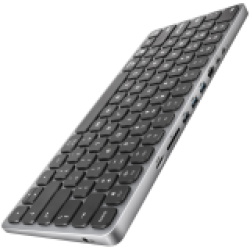 AXAGON HMC-KB keyboard USB-C 5Gbps with HUB, microSD/SD, 3x USB-A, HDMI 4K/60Hz, PD 100W, Audio, US layout