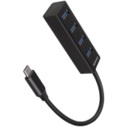 AXAGON HUE-M1C 4x USB3.2 Gen 1 MINI hub, metal, 20cm USB-C cable