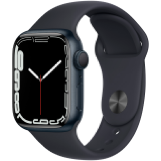 Apple Watch Series 7 GPS, 41mm Midnight Aluminium Case with Midnight Sport Band - Regular, A2473