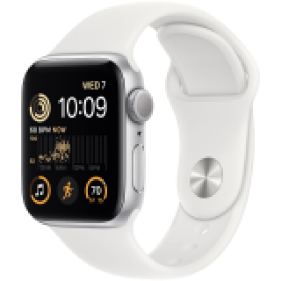 Apple Watch SE 2 GPS 40mm Silver Aluminium Case with White Sport Band - Regular