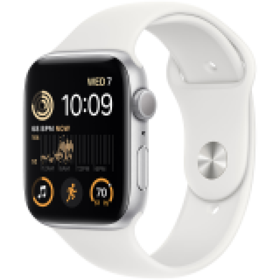 Apple Watch SE 2 GPS 44mm Silver Aluminium Case with White Sport Band - Regular