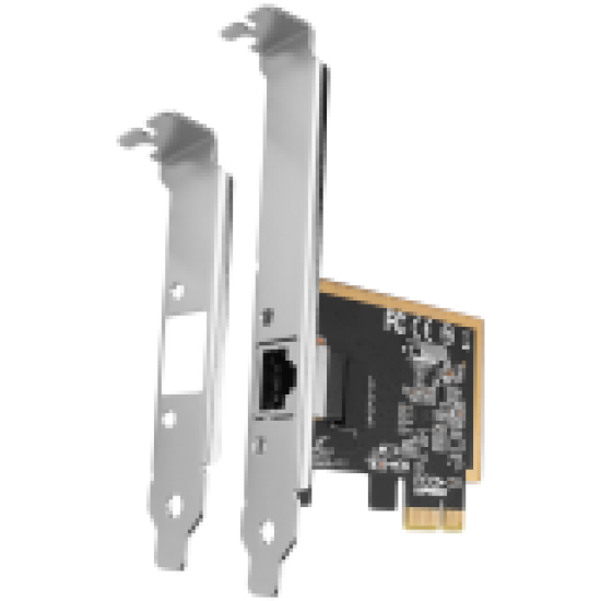 AXAGON PCEE-GRF PCI-Express network card adds high speed Gigabit Ethernet connection to your desktop computer. It enables a transmission speed of 10/100/1000 Mbit/s.