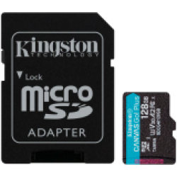 Kingston 128GB microSDXC Canvas Go Plus Gen4 200MB/s A2 U3 V30 Card + Adapter