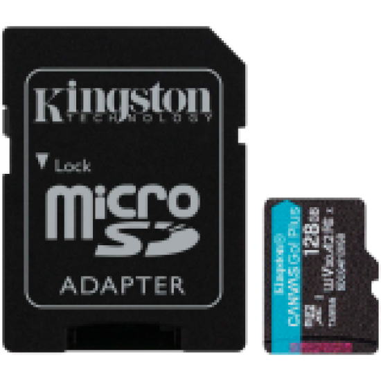 Kingston 128GB microSDXC Canvas Go Plus Gen4 200MB/s A2 U3 V30 Card + Adapter Kingston 128GB microSDXC Canvas Go Plus Gen4 200MB/s A2 U3 V30 Card + Adapter