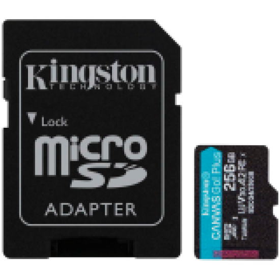 Kingston 256GB microSDXC Canvas Go Plus Gen4 200MB/s A2 U3 V30 Card + Adapter Kingston 256GB microSDXC Canvas Go Plus Gen4 200MB/s A2 U3 V30 Card + Adapter