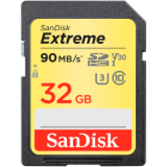 SanDisk Extreme 32GB Memory Card up to 100MB/s, UHS-I, Class 10, U3, V30; EAN:619659188924