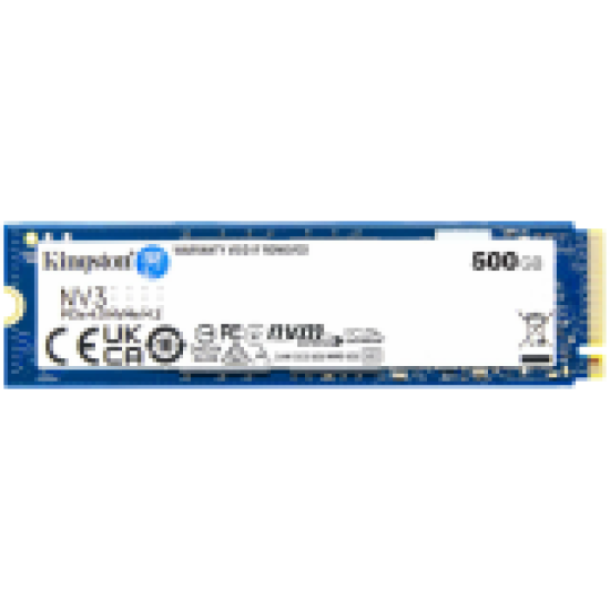 Kingston 500GB NV3 SSD M.2 2280 PCIe 4.0 NVMe, Read: 5,000/ Write: 3,000MB/s Kingston 500GB NV3 SSD M.2 2280 PCIe 4.0 NVMe, Read: 5,000/ Write: 3,000MB/s