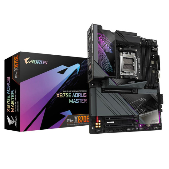 Mainboard|GIGABYTE|AMD X870E|SAM5|ATX|Memory DDR5|Memory slots 4|1xPCI-Express 3.0 4x|1xPCI-Express 4.0 4x |1xPCI-Express 5.0 16x|4xM.2|1xHDMI|2xUSB 2.0|8xUSB 3.2|2xUSB-C|1xOptical S/PDIF|1xRJ45|2xAudio port|X870EAORUSMASTER Mainboard|GIGABYTE|AMD X870E|SAM5|ATX|Memory DDR5|Memory slots 4|1xPCI-Express 3.0 4x|1xPCI-Express 4.0 4x |1xPCI-Express 5.0 16x|4xM.2|1xHDMI|2xUSB 2.0|8xUSB 3.2|2xUSB-C|1xOptical S/PDIF|1xRJ45|2xAudio port|X870EAORUSMASTER