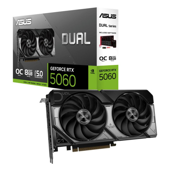 Graphics Card|ASUS|NVIDIA GeForce RTX 5060|8 GB|GDDR7|128 bit|PCIE 5.0 16x|Dual Slot Fansink|1xHDMI|3xDisplayPort|DUAL-RTX5060-O8G Graphics Card|ASUS|NVIDIA GeForce RTX 5060|8 GB|GDDR7|128 bit|PCIE 5.0 16x|Dual Slot Fansink|1xHDMI|3xDisplayPort|DUAL-RTX5060-O8G