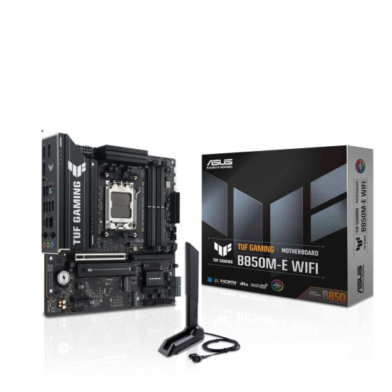Mainboard|ASUS|AMD B850|SAM5|Micro-ATX|Memory DDR5|Memory slots 4|1xPCI-Express 4.0 1x|1xPCI-Express 4.0 16x|1xPCI-Express 5.0 16x|3xM.2|1xHDMI|2xDisplayPort|4xUSB 2.0|2xUSB 3.2|2xUSB-C|1xPS/2|1xRJ45|3xAudio port|TUFGAMINGB850M-EWIFI Mainboard|ASUS|AMD B850|SAM5|Micro-ATX|Memory DDR5|Memory slots 4|1xPCI-Express 4.0 1x|1xPCI-Express 4.0 16x|1xPCI-Express 5.0 16x|3xM.2|1xHDMI|2xDisplayPort|4xUSB 2.0|2xUSB 3.2|2xUSB-C|1xPS/2|1xRJ45|3xAudio port|TUFGAMINGB850M-EWIFI