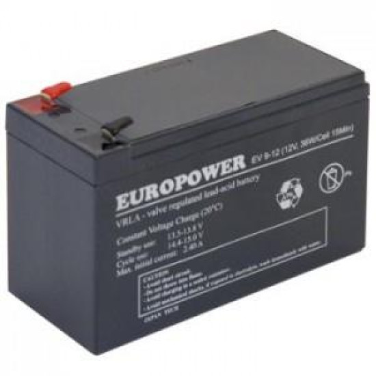 BATTERY 12V 9AH VRLA/EV9-12 T2 EUROPOWER EMU BATTERY 12V 9AH VRLA/EV9-12 T2 EUROPOWER EMU