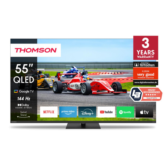 TV Set|THOMSON|55"|4K/Smart|QLED|3840x2160|Wireless LAN|Bluetooth|Google TV|Black|55QG7C14 TV Set|THOMSON|55"|4K/Smart|QLED|3840x2160|Wireless LAN|Bluetooth|Google TV|Black|55QG7C14
