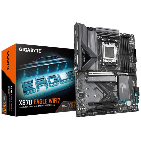 Mainboard|GIGABYTE|AMD X870|SAM5|ATX|Memory DDR5|Memory slots 4|2xPCI-Express 3.0 1x|1xPCI-Express 5.0 16x|3xM.2|1xHDMI|4xUSB 2.0|4xUSB 3.2|2xUSB-C|1xRJ45|3xAudio port|X870EAGLEWIFI71.1 Mainboard|GIGABYTE|AMD X870|SAM5|ATX|Memory DDR5|Memory slots 4|2xPCI-Express 3.0 1x|1xPCI-Express 5.0 16x|3xM.2|1xHDMI|4xUSB 2.0|4xUSB 3.2|2xUSB-C|1xRJ45|3xAudio port|X870EAGLEWIFI71.1