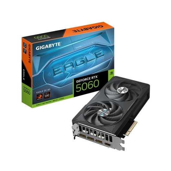 Graphics Card|GIGABYTE|NVIDIA GeForce RTX 5060|8 GB|GDDR7|128 bit|PCIE 5.0 16x|GPU 2550 MHz|Dual Slot Fansink|1xHDMI|3xDisplayPort|GV-N5060EAGLEOC-8GD Graphics Card|GIGABYTE|NVIDIA GeForce RTX 5060|8 GB|GDDR7|128 bit|PCIE 5.0 16x|GPU 2550 MHz|Dual Slot Fansink|1xHDMI|3xDisplayPort|GV-N5060EAGLEOC-8GD