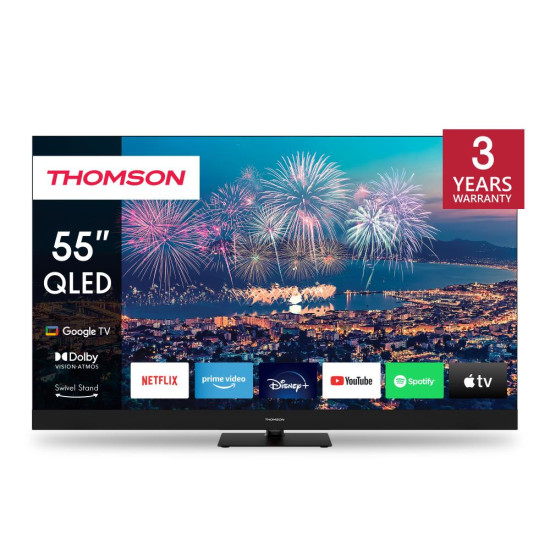 TV Set|THOMSON|55"|4K/Smart|QLED|3840x2160|Wireless LAN|Bluetooth|Google TV|Black|55QG6C14 TV Set|THOMSON|55"|4K/Smart|QLED|3840x2160|Wireless LAN|Bluetooth|Google TV|Black|55QG6C14