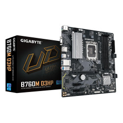 Mainboard|GIGABYTE|Intel B760 Express|LGA1700|Micro-ATX|Memory DDR5|Memory slots 4|2xPCI-Express 3.0 1x|1xPCI-Express 4.0 16x|2xM.2|1x15pin D-sub|1xHDMI|1xDisplayPort|2xUSB 2.0|5xUSB 3.2|1xUSB-C|1xPS/2|1xRJ45|3xAudio port|B760MD3HP1.0
