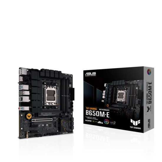 Mainboard|ASUS|AMD B650|SAM5|Micro-ATX|Memory DDR5|Memory slots 4|2xPCI-Express 4.0 1x|1xPCI-Express 4.0 16x|2xM.2|1xHDMI|2xDisplayPort|4xUSB 2.0|2xUSB 3.2|2xUSB-C|1xRJ45|3xAudio port|TUFGAMINGB650M-E Mainboard|ASUS|AMD B650|SAM5|Micro-ATX|Memory DDR5|Memory slots 4|2xPCI-Express 4.0 1x|1xPCI-Express 4.0 16x|2xM.2|1xHDMI|2xDisplayPort|4xUSB 2.0|2xUSB 3.2|2xUSB-C|1xRJ45|3xAudio port|TUFGAMINGB650M-E