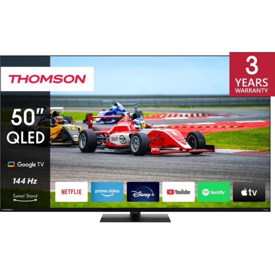 TV Set|THOMSON|50"|4K/Smart|QLED|3840x2160|Wireless LAN|Bluetooth|Google TV|Black|50QG7C14