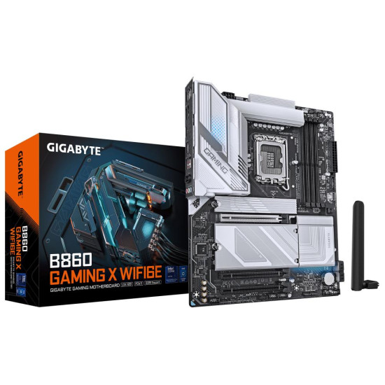 Mainboard|GIGABYTE|Intel B860 Express|LGA1851|ATX|Memory DDR5|Memory slots 4|1xPCI-Express 16x|2xM.2|1xHDMI|1xDisplayPort|1xAudio-In|1xAudio-Out|1xMicrophone|5xUSB 2.0|3xUSB 3.2|1xUSB-C|1xRJ45|B860GAMINGXWIFI6E1.0 Mainboard|GIGABYTE|Intel B860 Express|LGA1851|ATX|Memory DDR5|Memory slots 4|1xPCI-Express 16x|2xM.2|1xHDMI|1xDisplayPort|1xAudio-In|1xAudio-Out|1xMicrophone|5xUSB 2.0|3xUSB 3.2|1xUSB-C|1xRJ45|B860GAMINGXWIFI6E1.0