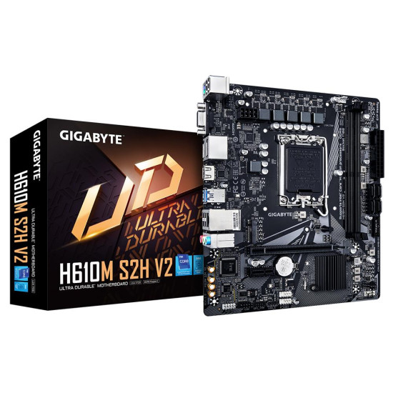 Mainboard|GIGABYTE|Intel H610|LGA1700|Micro-ATX|Memory DDR5|Memory slots 2|1xPCI-Express 3.0 1x|1xPCI-Express 4.0 16x|1xM.2|1x15pin D-sub|1xHDMI|2xDisplayPort|4xUSB 2.0|2xUSB 3.2|1xPS/2|1xRJ45|3xAudio port|H610MS2HV21.0 Mainboard|GIGABYTE|Intel H610|LGA1700|Micro-ATX|Memory DDR5|Memory slots 2|1xPCI-Express 3.0 1x|1xPCI-Express 4.0 16x|1xM.2|1x15pin D-sub|1xHDMI|2xDisplayPort|4xUSB 2.0|2xUSB 3.2|1xPS/2|1xRJ45|3xAudio port|H610MS2HV21.0