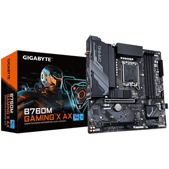 Mainboard|GIGABYTE|Intel B760 Express|LGA1700|Micro-ATX|Memory DDR5|Memory slots 4|1xPCI-Express 4.0 16x|1xM.2|1xHDMI|1xDisplayPort|5xUSB 2.0|3xUSB 3.2|1xRJ45|3xAudio port|B760MGAMINGXAX1.1 Mainboard|GIGABYTE|Intel B760 Express|LGA1700|Micro-ATX|Memory DDR5|Memory slots 4|1xPCI-Express 4.0 16x|1xM.2|1xHDMI|1xDisplayPort|5xUSB 2.0|3xUSB 3.2|1xRJ45|3xAudio port|B760MGAMINGXAX1.1