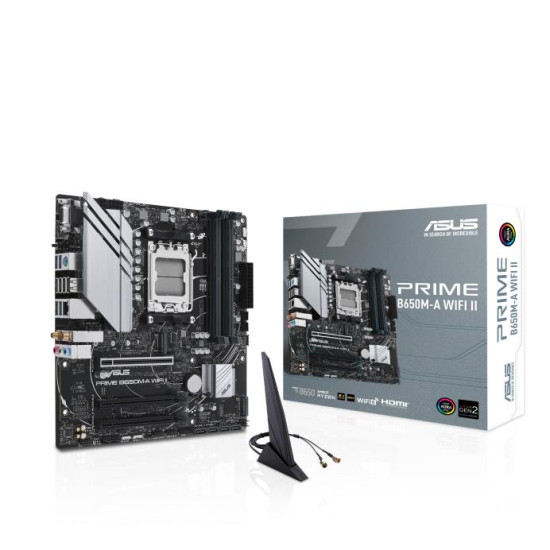 Mainboard|ASUS|AMD B650|Micro-ATX|Memory DDR5|Memory slots 4|3xPCI-Express 4.0 16x|2xM.2|1x15pin D-sub|1xHDMI|1xDisplayPort|4xUSB 2.0|4xUSB 3.2|1xPS/2|1xRJ45|3xAudio port|PRIMEB650M-AWIFIII Mainboard|ASUS|AMD B650|Micro-ATX|Memory DDR5|Memory slots 4|3xPCI-Express 4.0 16x|2xM.2|1x15pin D-sub|1xHDMI|1xDisplayPort|4xUSB 2.0|4xUSB 3.2|1xPS/2|1xRJ45|3xAudio port|PRIMEB650M-AWIFIII
