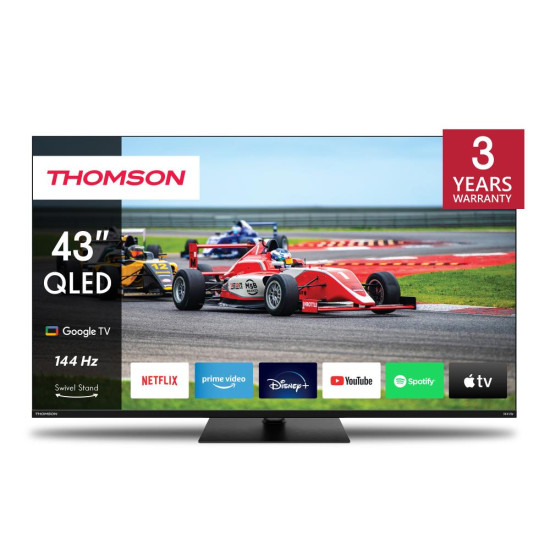 TV Set|THOMSON|43"|4K/Smart|QLED|3840x2160|Wireless LAN|Bluetooth|Google TV|Black|43QG7C14 TV Set|THOMSON|43"|4K/Smart|QLED|3840x2160|Wireless LAN|Bluetooth|Google TV|Black|43QG7C14