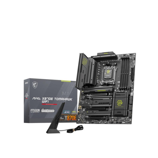 Mainboard|MSI|AMD X870E|SAM5|ATX|Memory DDR5|Memory slots 4|3xPCI-Express 16x|4xM.2|1xAudio-In|1xAudio-Out|4xUSB 2.0|2xUSB 3.2|3xUSB-C|1xRJ45|MAGX870ETOMAHAWKWIFI Mainboard|MSI|AMD X870E|SAM5|ATX|Memory DDR5|Memory slots 4|3xPCI-Express 16x|4xM.2|1xAudio-In|1xAudio-Out|4xUSB 2.0|2xUSB 3.2|3xUSB-C|1xRJ45|MAGX870ETOMAHAWKWIFI