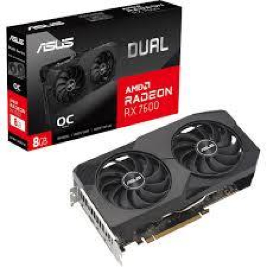 Graphics Card|ASUS|AMD Radeon RX 7600|8 GB|GDDR6|128 bit|PCIE 4.0 8x|Two and Half Slot Fansink|1xHDMI|3xDisplayPort|DUAL-RX7600-O8G-EVO Graphics Card|ASUS|AMD Radeon RX 7600|8 GB|GDDR6|128 bit|PCIE 4.0 8x|Two and Half Slot Fansink|1xHDMI|3xDisplayPort|DUAL-RX7600-O8G-EVO