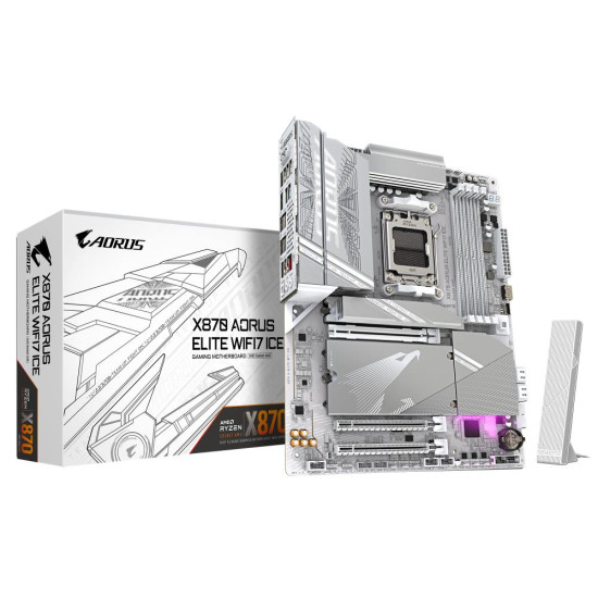 Mainboard|GIGABYTE|AMD X870|SAM5|ATX|Memory DDR5|Memory slots 4|1xPCI-Express 3.0 2x|1xPCI-Express 4.0 4x |1xPCI-Express 5.0 16x|4xM.2|1xHDMI|4xUSB 2.0|6xUSB 3.2|2xUSB-C|1xOptical S/PDIF|1xRJ45|2xAudio port|X870EAELITEWF7ICE1.2 Mainboard|GIGABYTE|AMD X870|SAM5|ATX|Memory DDR5|Memory slots 4|1xPCI-Express 3.0 2x|1xPCI-Express 4.0 4x |1xPCI-Express 5.0 16x|4xM.2|1xHDMI|4xUSB 2.0|6xUSB 3.2|2xUSB-C|1xOptical S/PDIF|1xRJ45|2xAudio port|X870EAELITEWF7ICE1.2
