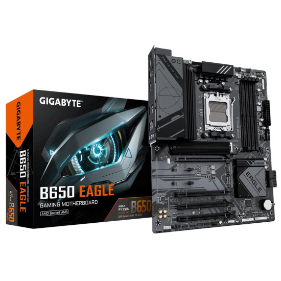 Mainboard|GIGABYTE|AMD B650|SAM5|ATX|Memory DDR5|Memory slots 4|1xPCI-Express 16x|3xPCI-Express 3.0 16x|3xM.2|1xHDMI|1xDisplayPort|1xAudio-In|1xAudio-Out|1xMicrophone|6xUSB 2.0|2xUSB 3.2|1xUSB-C|1xPS/2|1xRJ45|B650EAGLE Mainboard|GIGABYTE|AMD B650|SAM5|ATX|Memory DDR5|Memory slots 4|1xPCI-Express 16x|3xPCI-Express 3.0 16x|3xM.2|1xHDMI|1xDisplayPort|1xAudio-In|1xAudio-Out|1xMicrophone|6xUSB 2.0|2xUSB 3.2|1xUSB-C|1xPS/2|1xRJ45|B650EAGLE