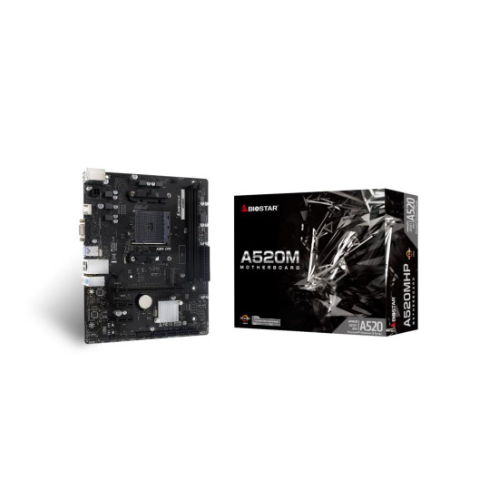 Mainboard|BIOSTAR|AMD A520|SAM4|Micro-ATX|Memory DDR4|Memory slots 2|2xPCI-Express 3.0 1x|1xPCI-Express 3.0 16x|1xM.2|1x15pin D-sub|1xHDMI|4xUSB 2.0|2xUSB 3.2|1xPS/2|1xRJ45|3xAudio port|A520MHP Mainboard|BIOSTAR|AMD A520|SAM4|Micro-ATX|Memory DDR4|Memory slots 2|2xPCI-Express 3.0 1x|1xPCI-Express 3.0 16x|1xM.2|1x15pin D-sub|1xHDMI|4xUSB 2.0|2xUSB 3.2|1xPS/2|1xRJ45|3xAudio port|A520MHP