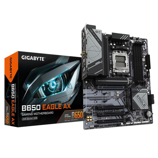 Mainboard|GIGABYTE|AMD B650|SAM5|ATX|Memory DDR5|Memory slots 4|1xPCI-Express 16x|3xPCI-Express 3.0 16x|3xM.2|2xHDMI|1xDisplayPort|6xUSB 2.0|2xUSB 3.2|1xUSB-C|1xRJ45|3xAudio port|B650EAGLEAX1.1 Mainboard|GIGABYTE|AMD B650|SAM5|ATX|Memory DDR5|Memory slots 4|1xPCI-Express 16x|3xPCI-Express 3.0 16x|3xM.2|2xHDMI|1xDisplayPort|6xUSB 2.0|2xUSB 3.2|1xUSB-C|1xRJ45|3xAudio port|B650EAGLEAX1.1