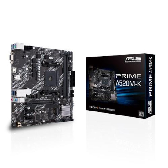 Mainboard|ASUS|AMD A520|SAM4|MicroATX|2xPCI-Express 3.0 1x|1xPCI-Express 3.0 16x|1xM.2|Memory DDR4|Memory slots 2|1x15pin D-sub|1xHDMI|2xUSB 2.0|4xUSB 3.2 type B|1xPS/2|3xStereo jack 3.5mm|1xRJ45|PRIMEA520M-K Mainboard|ASUS|AMD A520|SAM4|MicroATX|2xPCI-Express 3.0 1x|1xPCI-Express 3.0 16x|1xM.2|Memory DDR4|Memory slots 2|1x15pin D-sub|1xHDMI|2xUSB 2.0|4xUSB 3.2 type B|1xPS/2|3xStereo jack 3.5mm|1xRJ45|PRIMEA520M-K