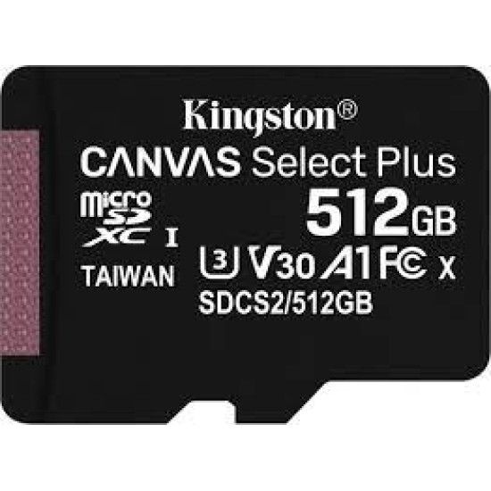 KINGSTON 512GB MICROSDHC CANVAS SELECT PLUS 100R KINGSTON 512GB MICROSDHC CANVAS SELECT PLUS 100R