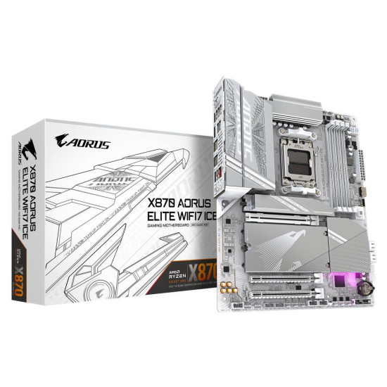 Mainboard|GIGABYTE|AMD X870E|SAM5|ATX|Memory DDR5|Memory slots 4|1xPCI-Express 3.0 2x|1xPCI-Express 4.0 4x |1xPCI-Express 5.0 16x|4xM.2|1xHDMI|4xUSB 2.0|6xUSB 3.2|2xUSB-C|1xOptical S/PDIF|1xRJ45|2xAudio port|X870AELITEWF7ICE1.1 Mainboard|GIGABYTE|AMD X870E|SAM5|ATX|Memory DDR5|Memory slots 4|1xPCI-Express 3.0 2x|1xPCI-Express 4.0 4x |1xPCI-Express 5.0 16x|4xM.2|1xHDMI|4xUSB 2.0|6xUSB 3.2|2xUSB-C|1xOptical S/PDIF|1xRJ45|2xAudio port|X870AELITEWF7ICE1.1
