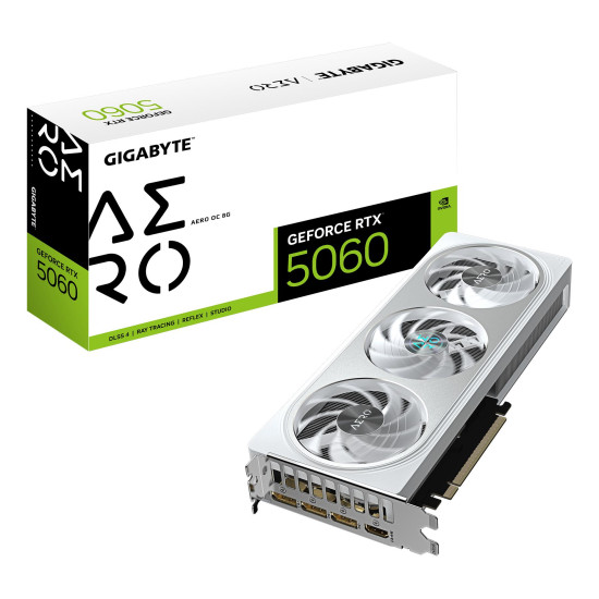 Graphics Card|GIGABYTE|NVIDIA GeForce RTX 5060|8 GB|GDDR7|128 bit|PCIE 5.0 16x|GPU 2595 MHz|1xHDMI|3xDisplayPort|GV-N5060AEROOC-8GD Graphics Card|GIGABYTE|NVIDIA GeForce RTX 5060|8 GB|GDDR7|128 bit|PCIE 5.0 16x|GPU 2595 MHz|1xHDMI|3xDisplayPort|GV-N5060AEROOC-8GD