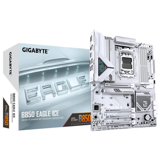 Mainboard|GIGABYTE|AMD B850|SAM5|ATX|Memory DDR5|Memory slots 4|2xPCI-Express 3.0 1x|1xPCI-Express 4.0 4x |1xPCI-Express 5.0 16x|3xM.2|1xHDMI|1xDisplayPort|4xUSB 2.0|2xUSB 3.2|1xUSB-C|1xRJ45|3xAudio port|B850EAGLEICE Mainboard|GIGABYTE|AMD B850|SAM5|ATX|Memory DDR5|Memory slots 4|2xPCI-Express 3.0 1x|1xPCI-Express 4.0 4x |1xPCI-Express 5.0 16x|3xM.2|1xHDMI|1xDisplayPort|4xUSB 2.0|2xUSB 3.2|1xUSB-C|1xRJ45|3xAudio port|B850EAGLEICE