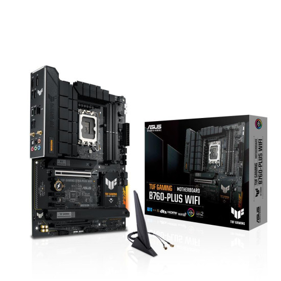 Mainboard|ASUS|Intel B760 Express|LGA1700|ATX|Memory DDR5|Memory slots 4|2xPCI-Express 3.0 1x|1xPCI-Express 3.0 16x|1xPCI-Express 5.0 16x|3xM.2|1xHDMI|1xDisplayPort|1xUSB 2.0|4xUSB 3.2|1xUSB-C|1xOptical S/PDIF|1xRJ45|5xAudio port|TUFGAMINGB760-PLUSWIFI Mainboard|ASUS|Intel B760 Express|LGA1700|ATX|Memory DDR5|Memory slots 4|2xPCI-Express 3.0 1x|1xPCI-Express 3.0 16x|1xPCI-Express 5.0 16x|3xM.2|1xHDMI|1xDisplayPort|1xUSB 2.0|4xUSB 3.2|1xUSB-C|1xOptical S/PDIF|1xRJ45|5xAudio port|TUFGAMINGB760-PLUSWIFI