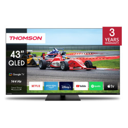 TV Set|THOMSON|43"|4K/Smart|QLED|3840x2160|Wireless LAN|Bluetooth|Google TV|Black|43QG7C14